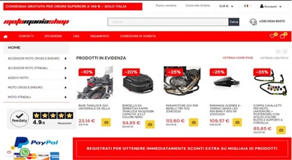 Motomaniashop vendita accessori moto